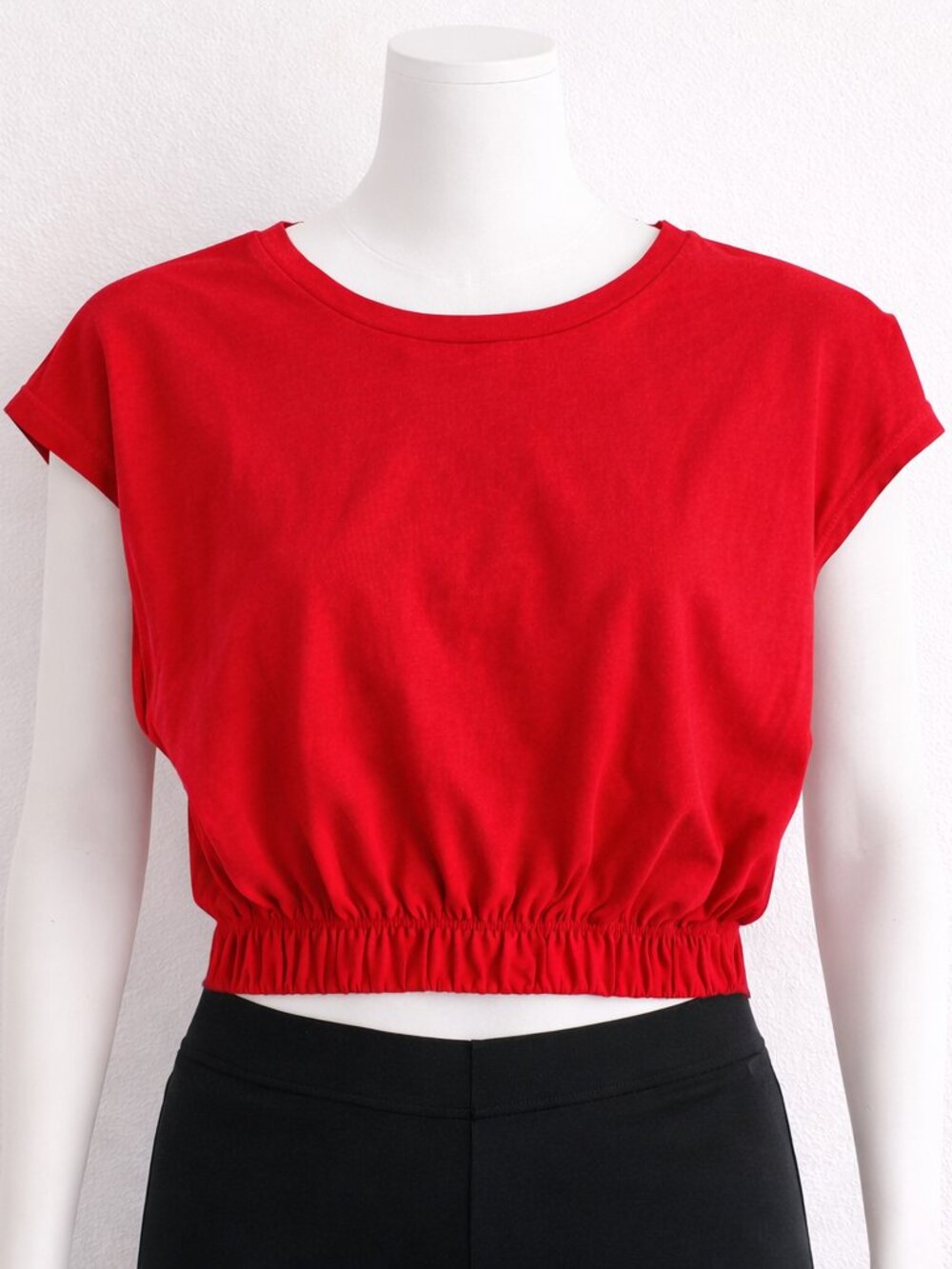 Zara Womens Small Red Cropped Tank Top Elastic Waist Band Cap Sleeve Knit Blouse